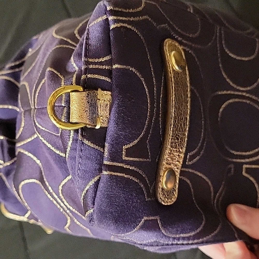Coach Poppy Purple and Gold Metalic Satchel Purse - Picture 15 of 17